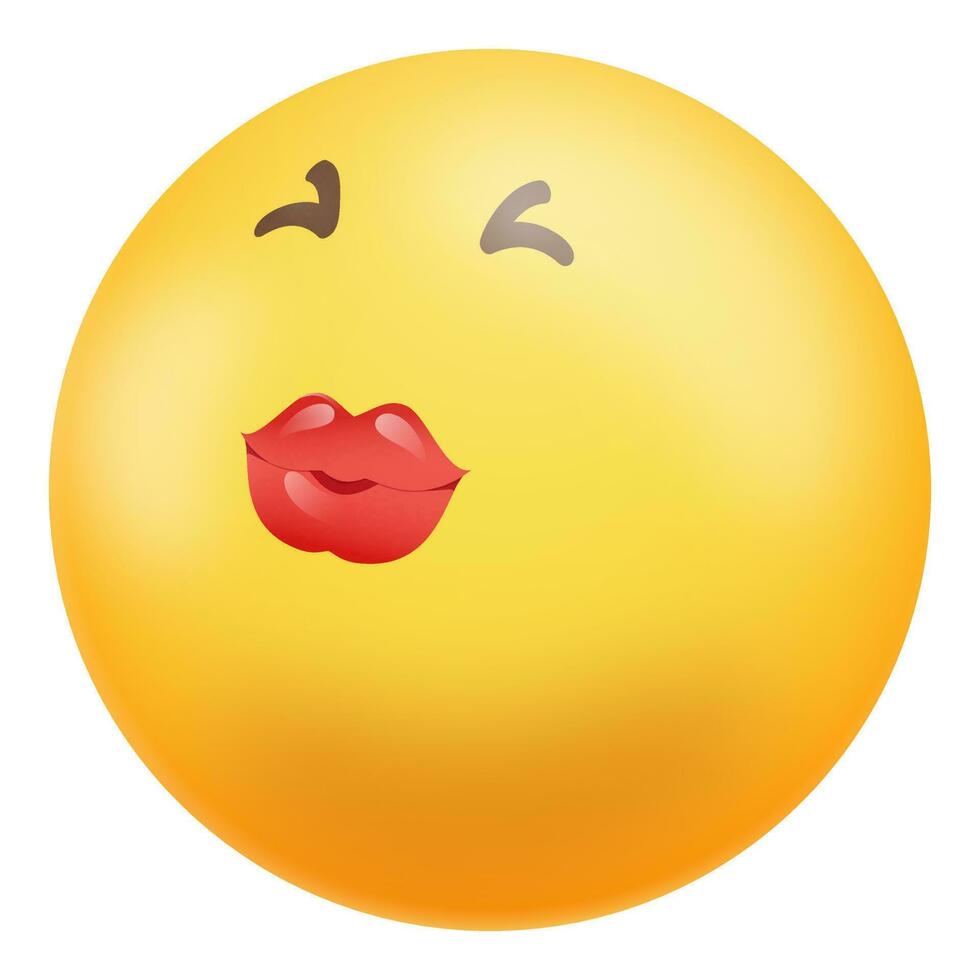 Kissing Emoji Element On White Background. vector