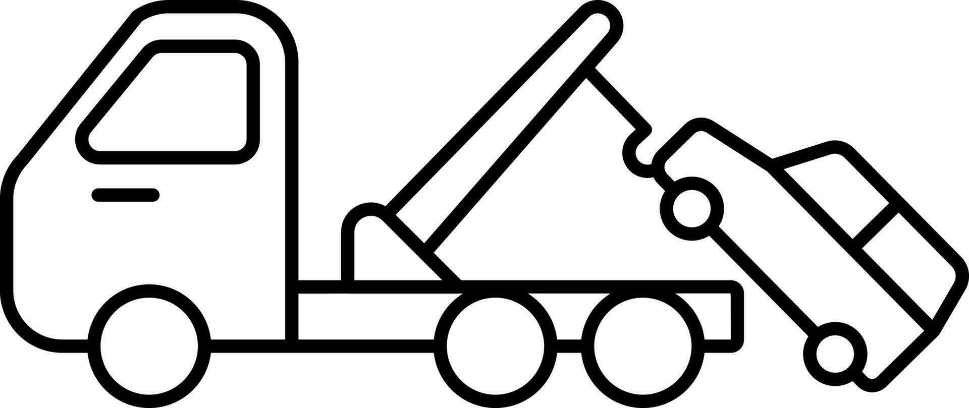 Towing Service Icon In Black Line Art. vector