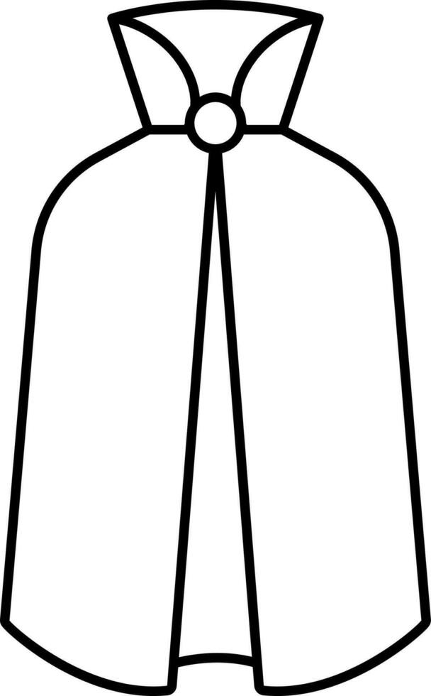 Isolated Long Cape Icon in Black Outline. vector