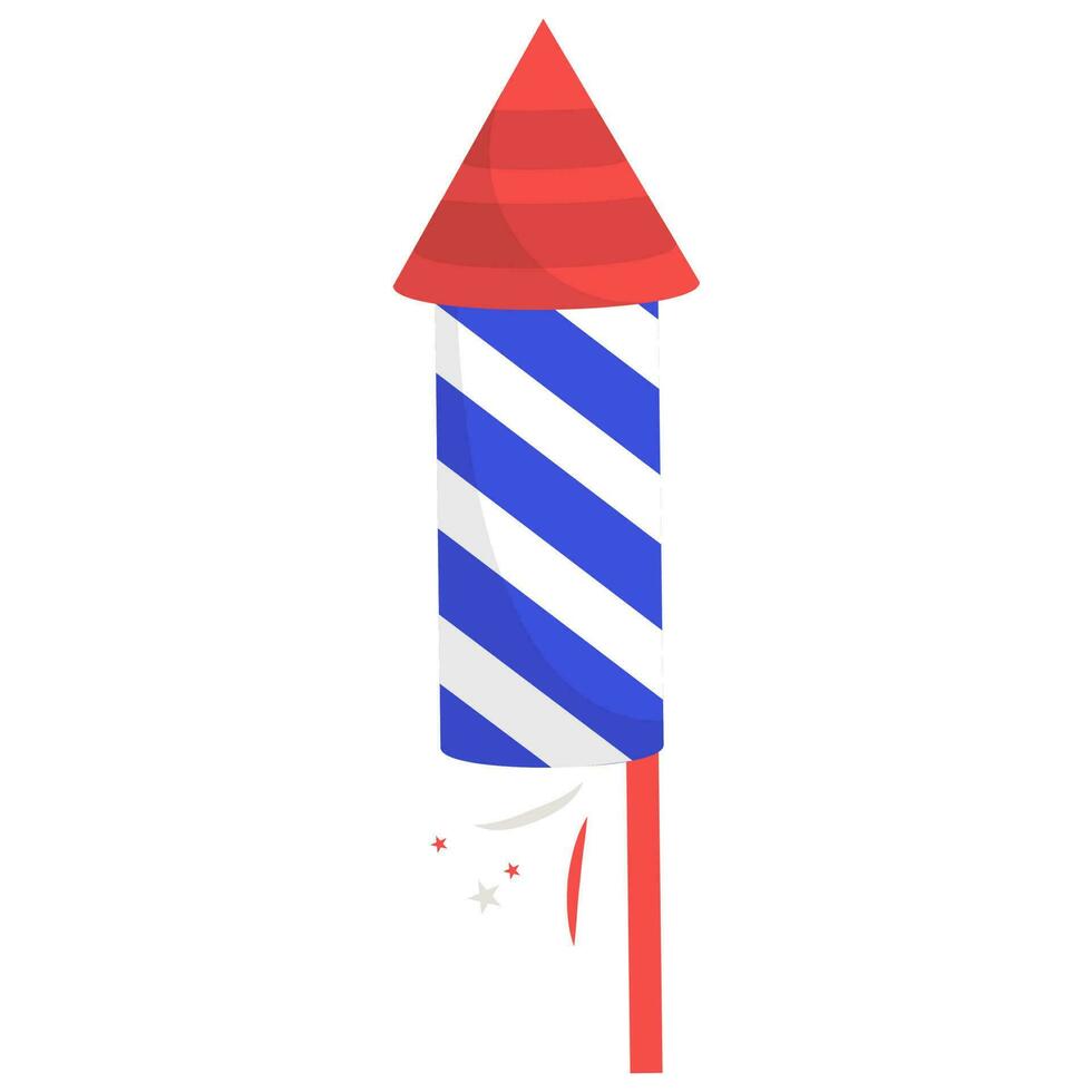 Fireworks Rocket Element In Flat Style. vector