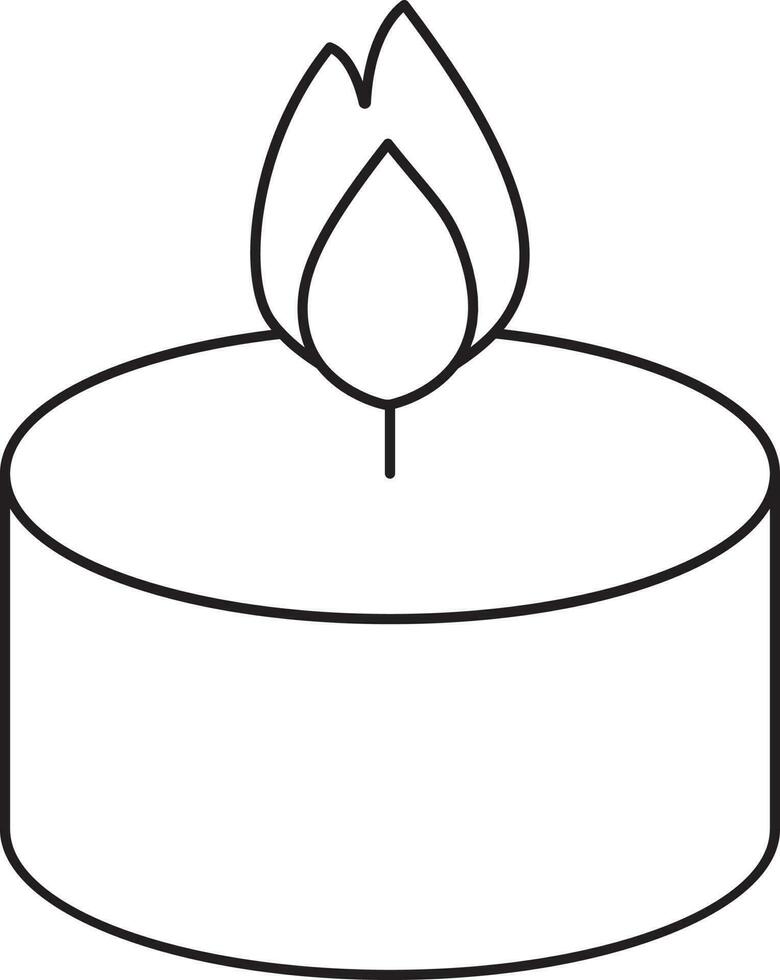 Illuminated Candle Icon In Linear Style. vector