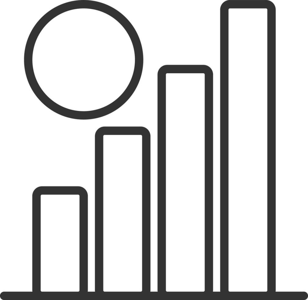 Financial Bar Graph Icon In Black Line Art. vector