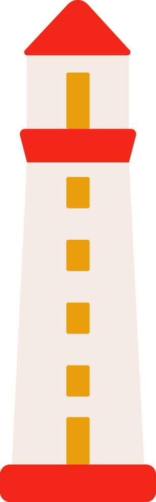 Red And Yellow Light House Icon Or Symbol. vector