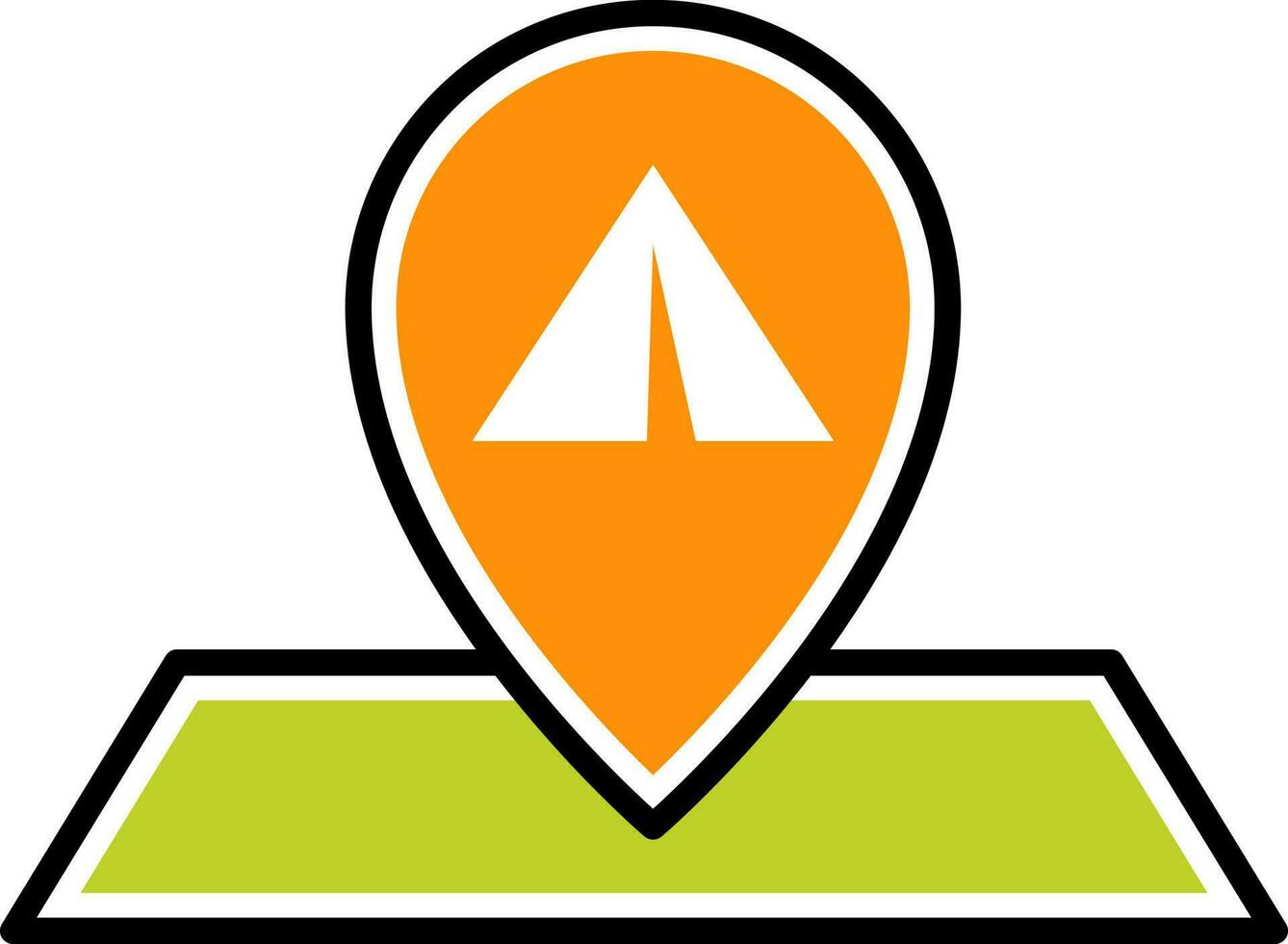 Colorful Camping Location Icon. vector