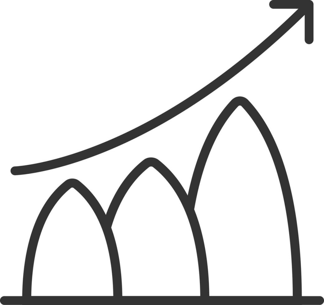 Growth Chart Icon In Black Line Art. vector