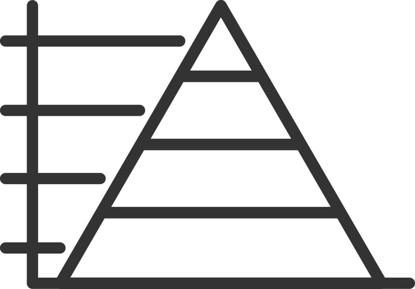 Pyramid Chart Icon In Black Outline. vector