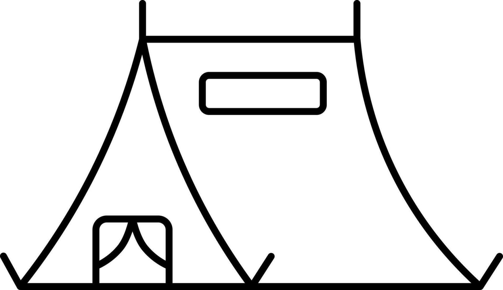 Camping Tent Icon In Black Line Art. vector