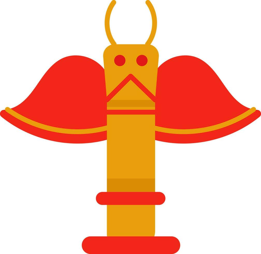 Yellow And Red Totem Icon Or Symbol. vector