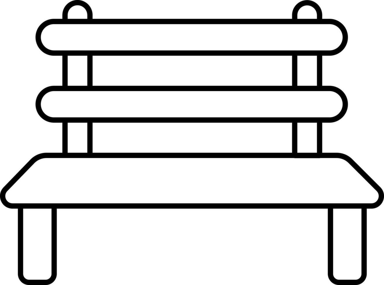 Bench Icon In Black Line Art. vector