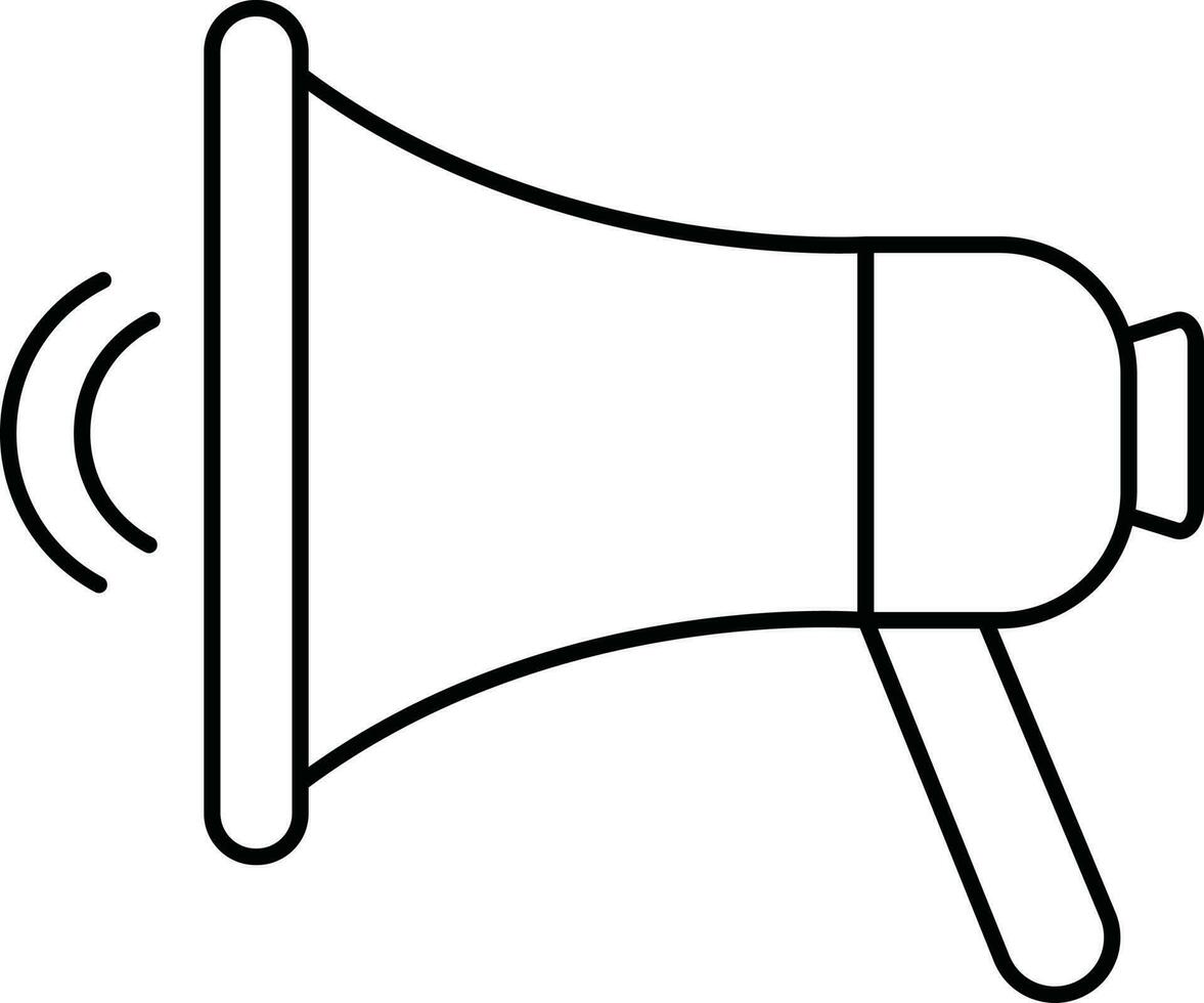 Loudspeaker Icon In Black Line Art. vector