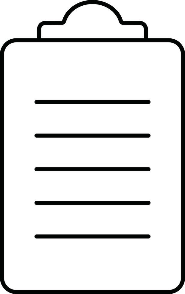 Clipboard With Paper Icon In Black Line Art. vector