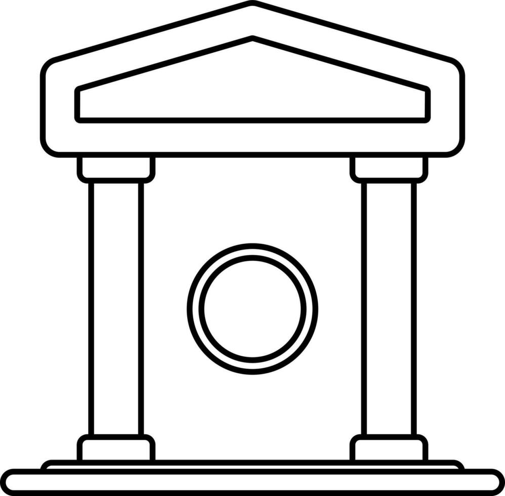 Illustration Of Bank Icon In Stroke Style. vector