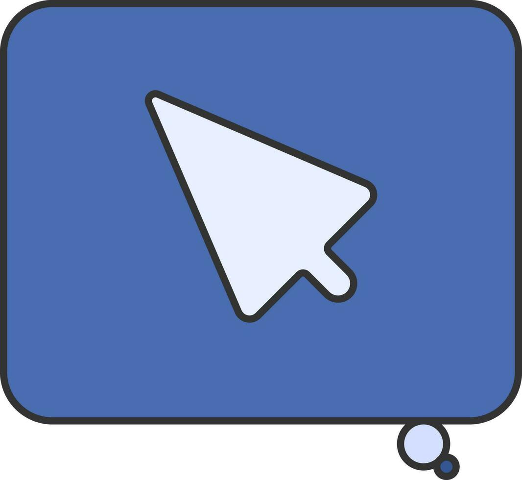 Speech Bubble With Cursor Icon In Blue Color. vector