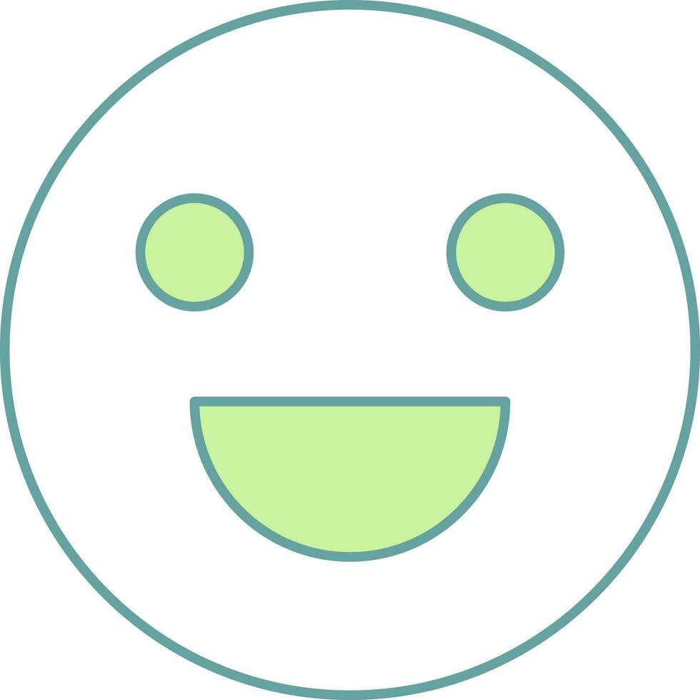 Happy Emoji Icon In Green And White Color. vector