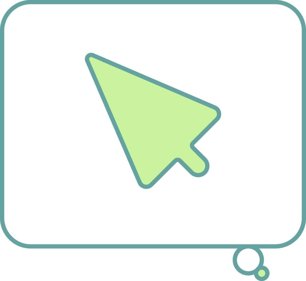 Speech Bubble With Cursor Icon In Green And White Color. vector