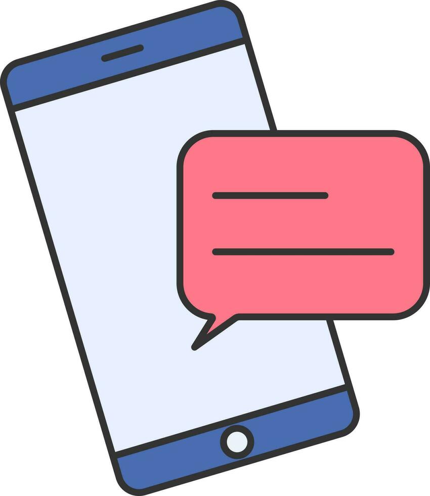 Blue And Pink Color Message in Smartphone Icon. vector