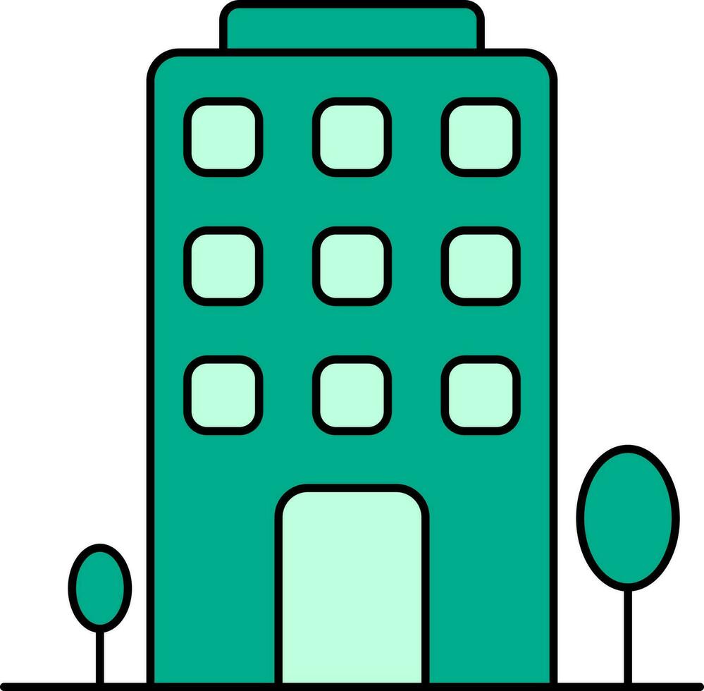 Isolated Building Icon In Green Color. vector