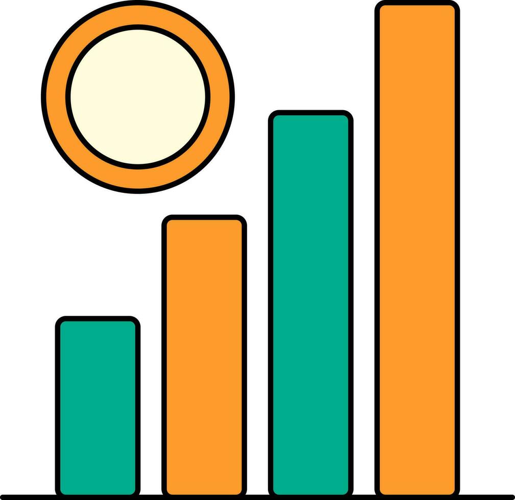 Green And Orange Financial Growth Graph Icon. vector