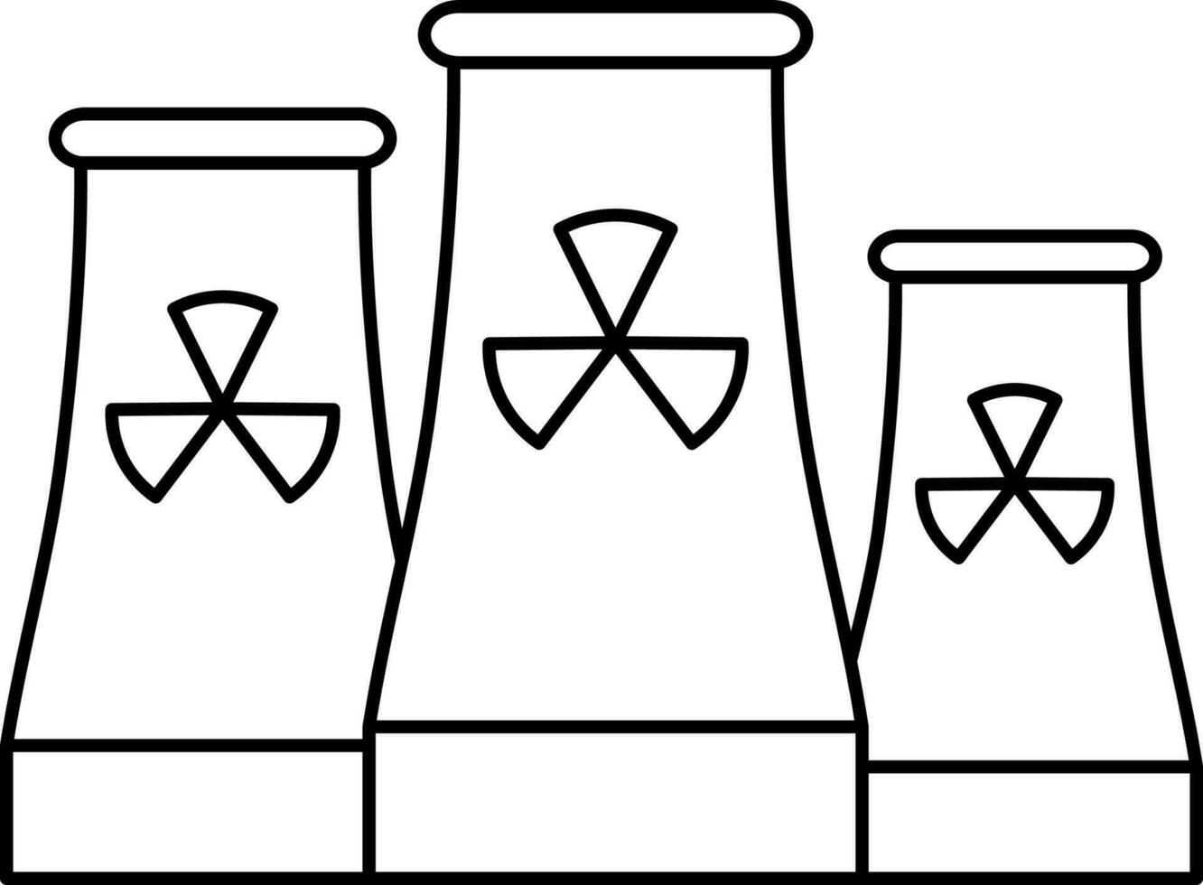 Nuclear Power Plant Icon In Black Outline. vector