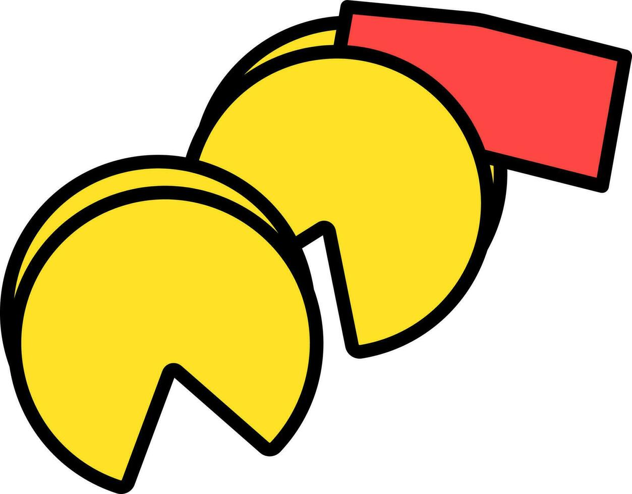 Fortune Cookie Icon In Red And Yellow Color. vector