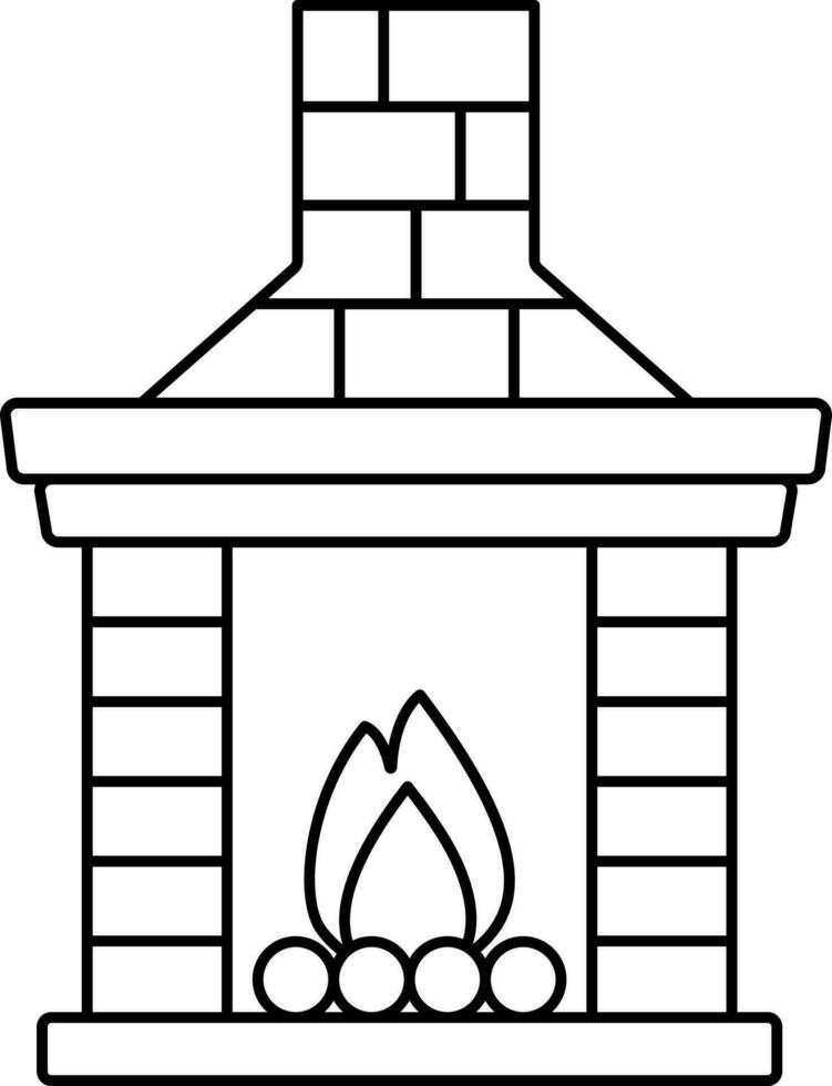 Isolated Chimney Or Fireplace Icon In Line Art. vector