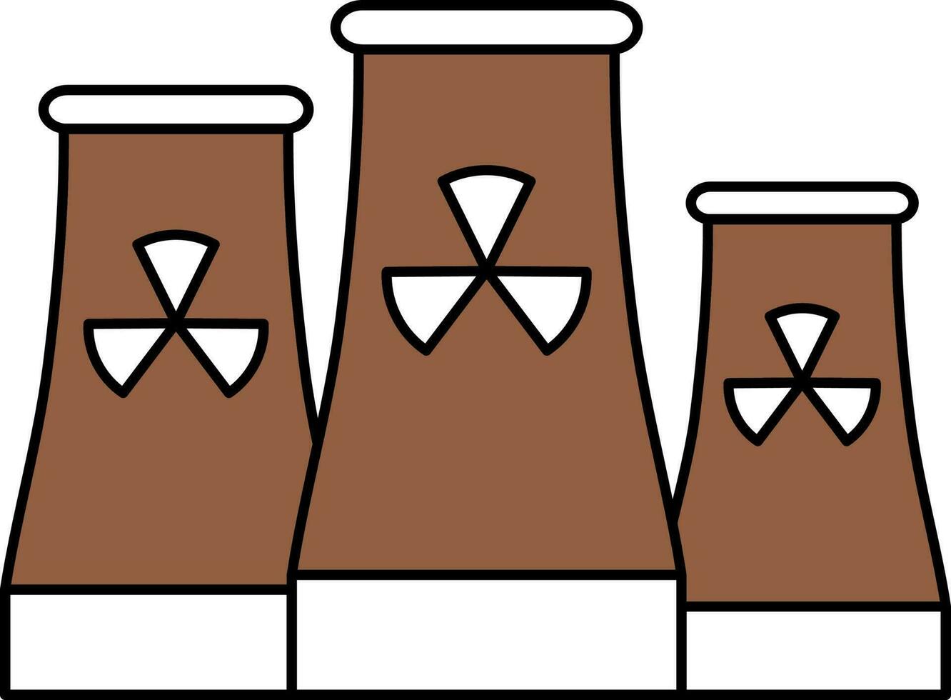 Nuclear Power Plant Icon In Brown And White Color. vector