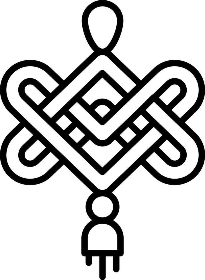 Black Outline Chinese Amulet Icon Or Symbol. vector