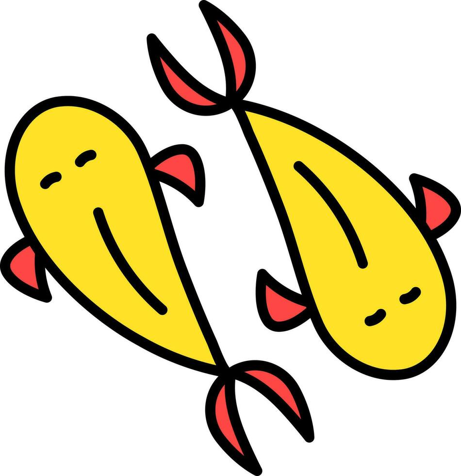 ilustración de peces icono en rojo y amarillo color. vector