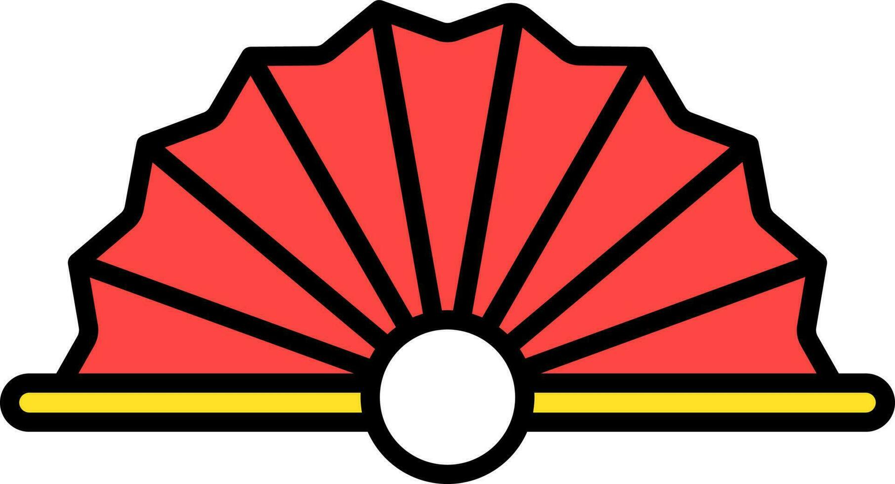 Illustration Of Chinese Fan Icon Or Symbol In Red And Yellow Color. vector
