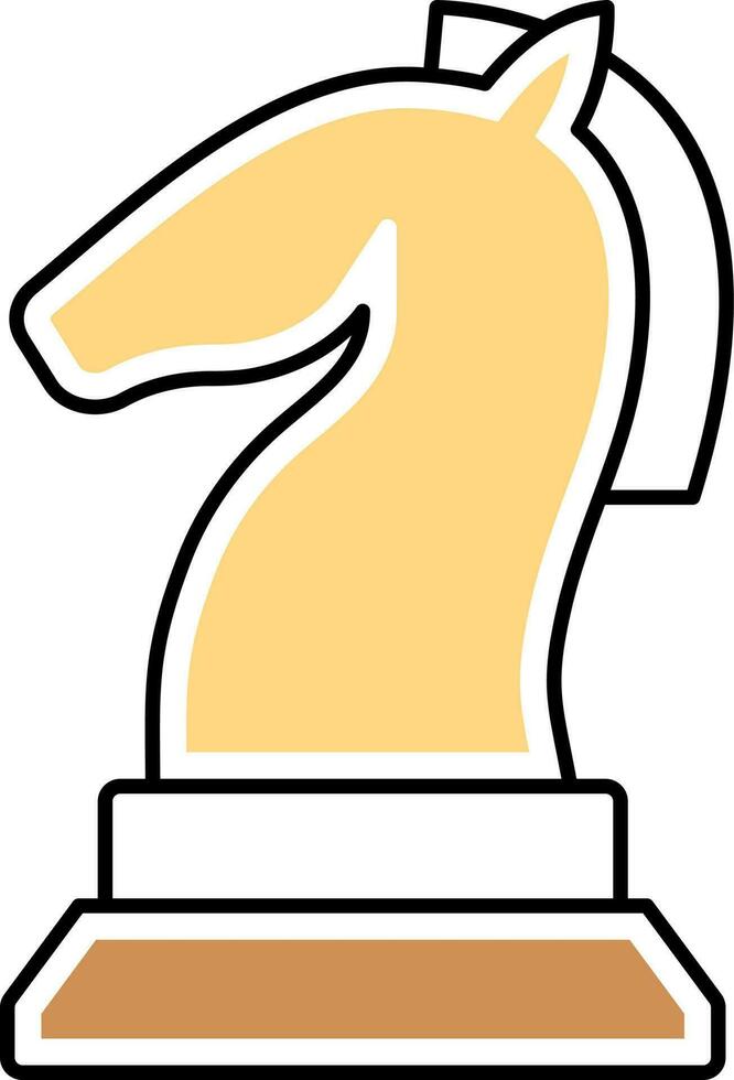 Flat Style Chess Knight Or Horse Icon Yellow And Brown Color. vector