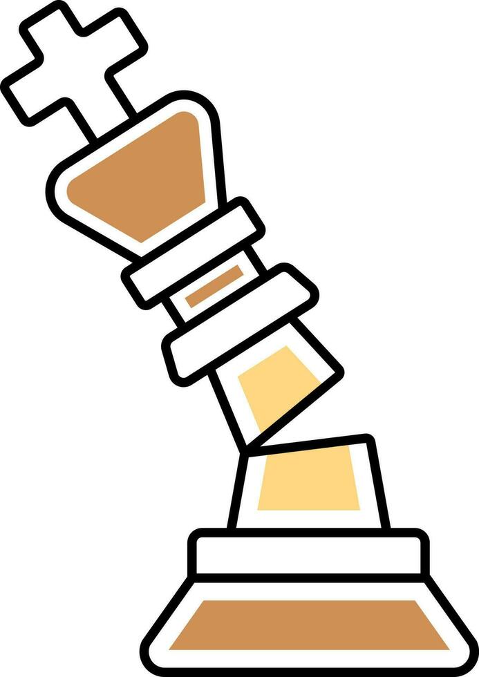 Broken Chess King Icon In Brown And Yellow Color. vector