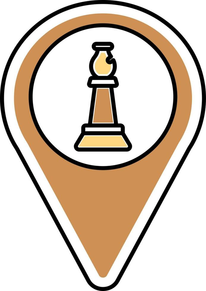 Bishop Chess Location Point Icon In Brown And Yellow Color. vector