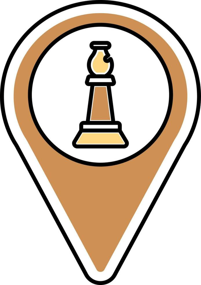 Bishop Chess Location Point Icon In Brown And Yellow Color. vector