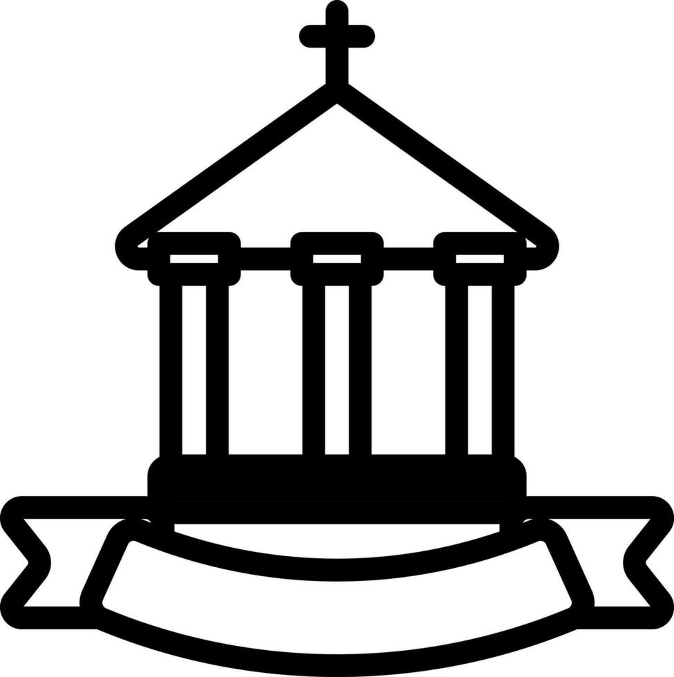 Archaeological Or Church Icon In Black And White Color. vector