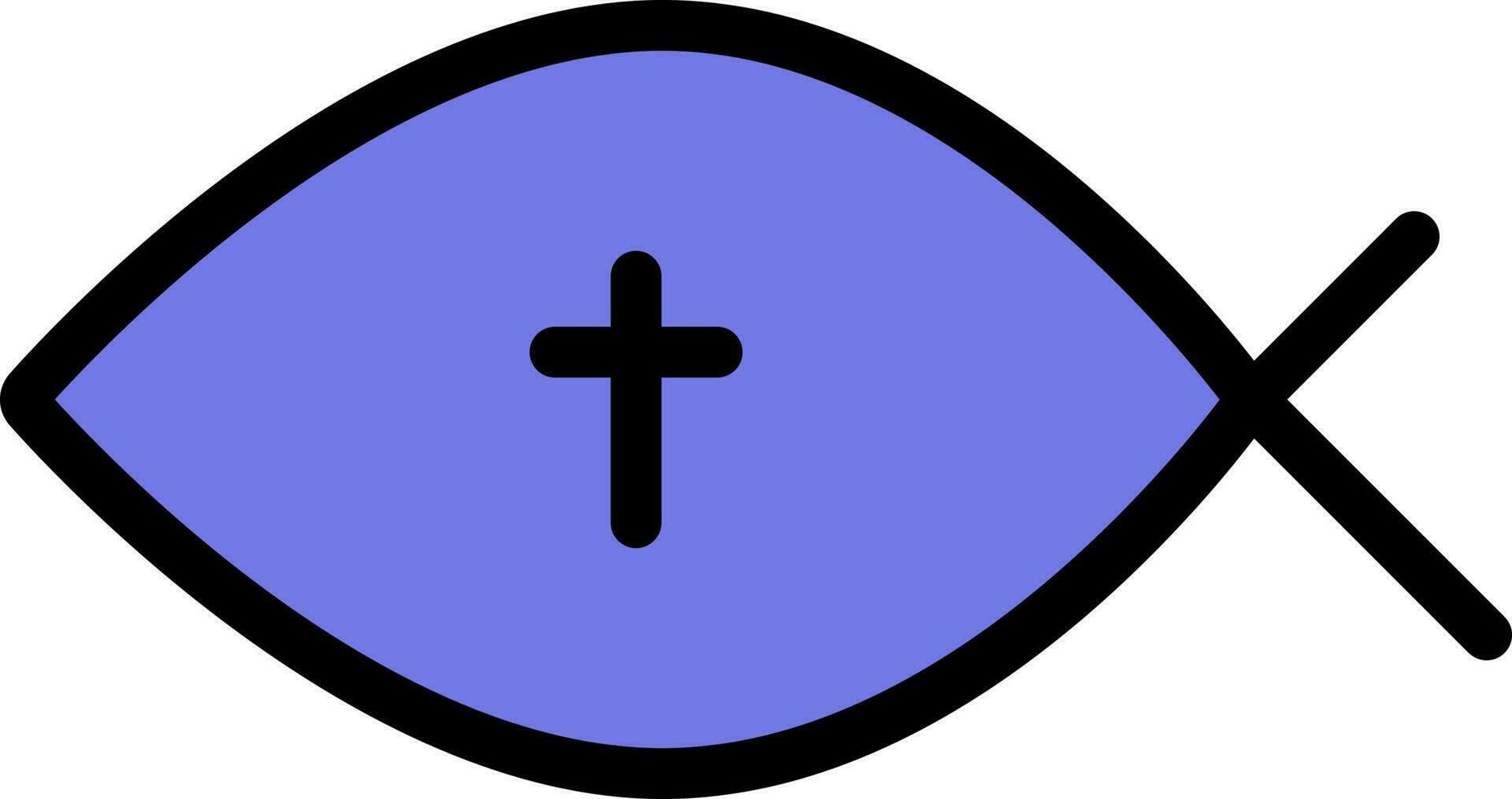 Vector Illustration of Christian Fish Or Ichthys In Blue Color.