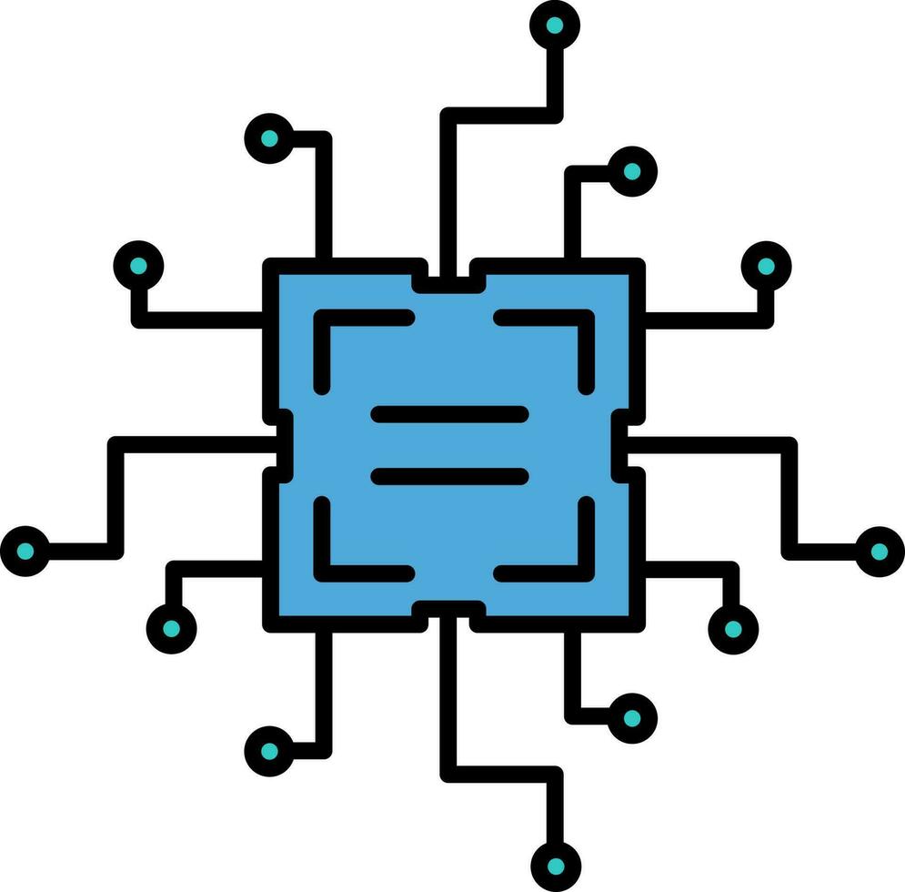 Circuit Or Microchip Icon in Blue Color. vector