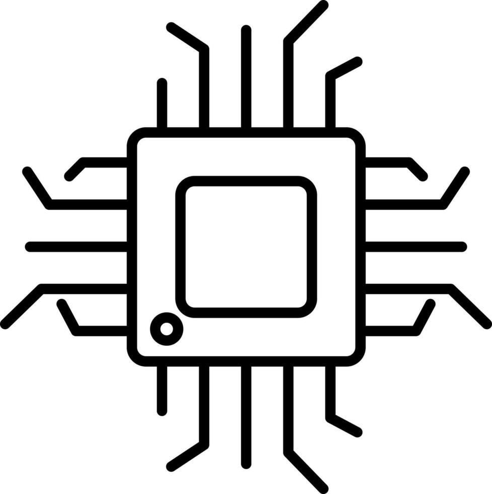 integrado circuito o pastilla icono en negro línea Arte. vector