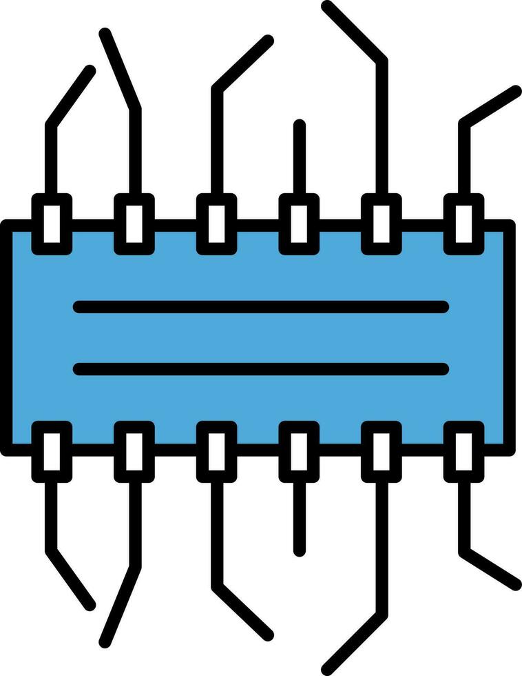 Integrated Circuit Chip Icon in Blue Color. vector
