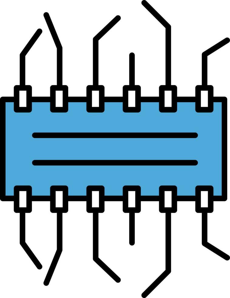 Integrated Circuit Chip Icon in Blue Color. vector