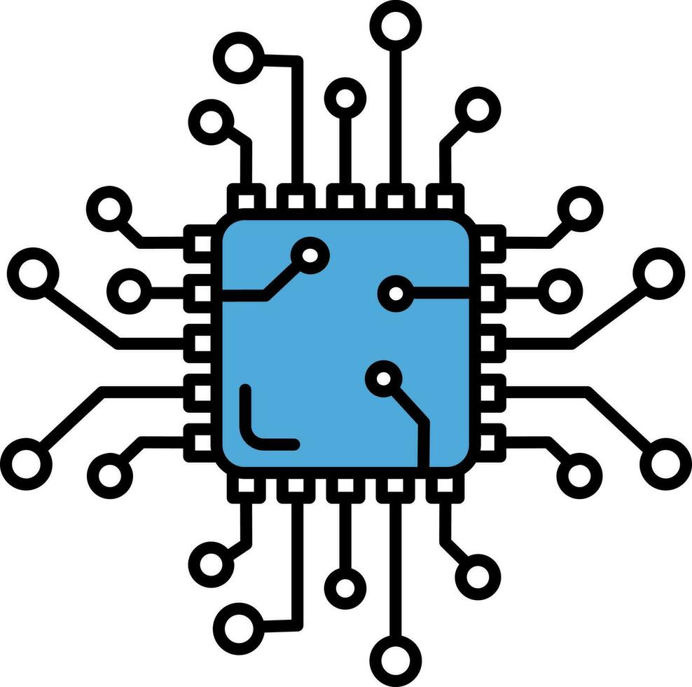 Circuit Chip Icon or Symbol in Blue Color. vector