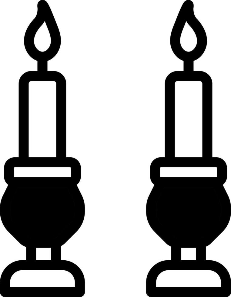 Vector Illustration Of Illuminated Candles In Back and White Color.