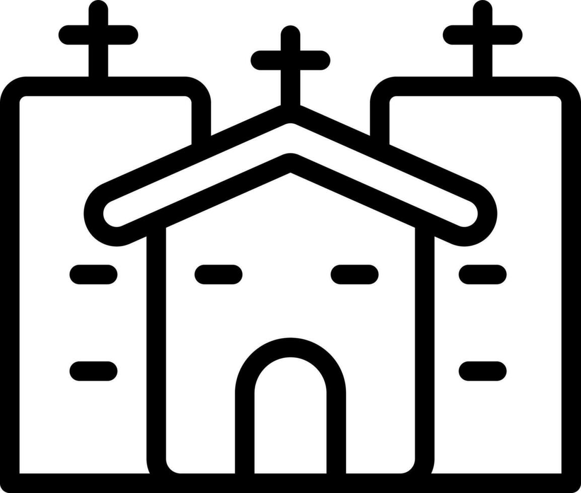 Church icon in Black line Art. vector