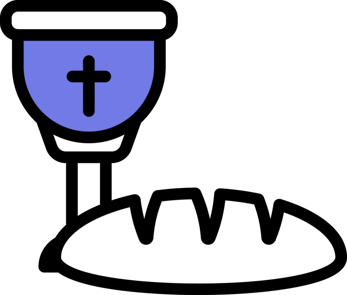 Communion Icon In Blue And White Color. vector