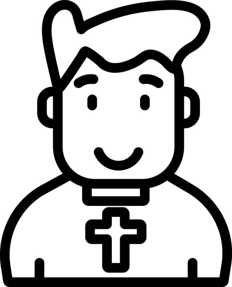Catholic Priest Icon in Thin Line. vector
