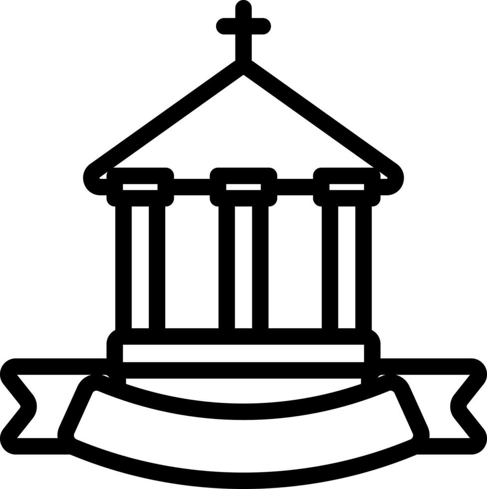 Archaeological Or Church Icon in Stroke Style. vector