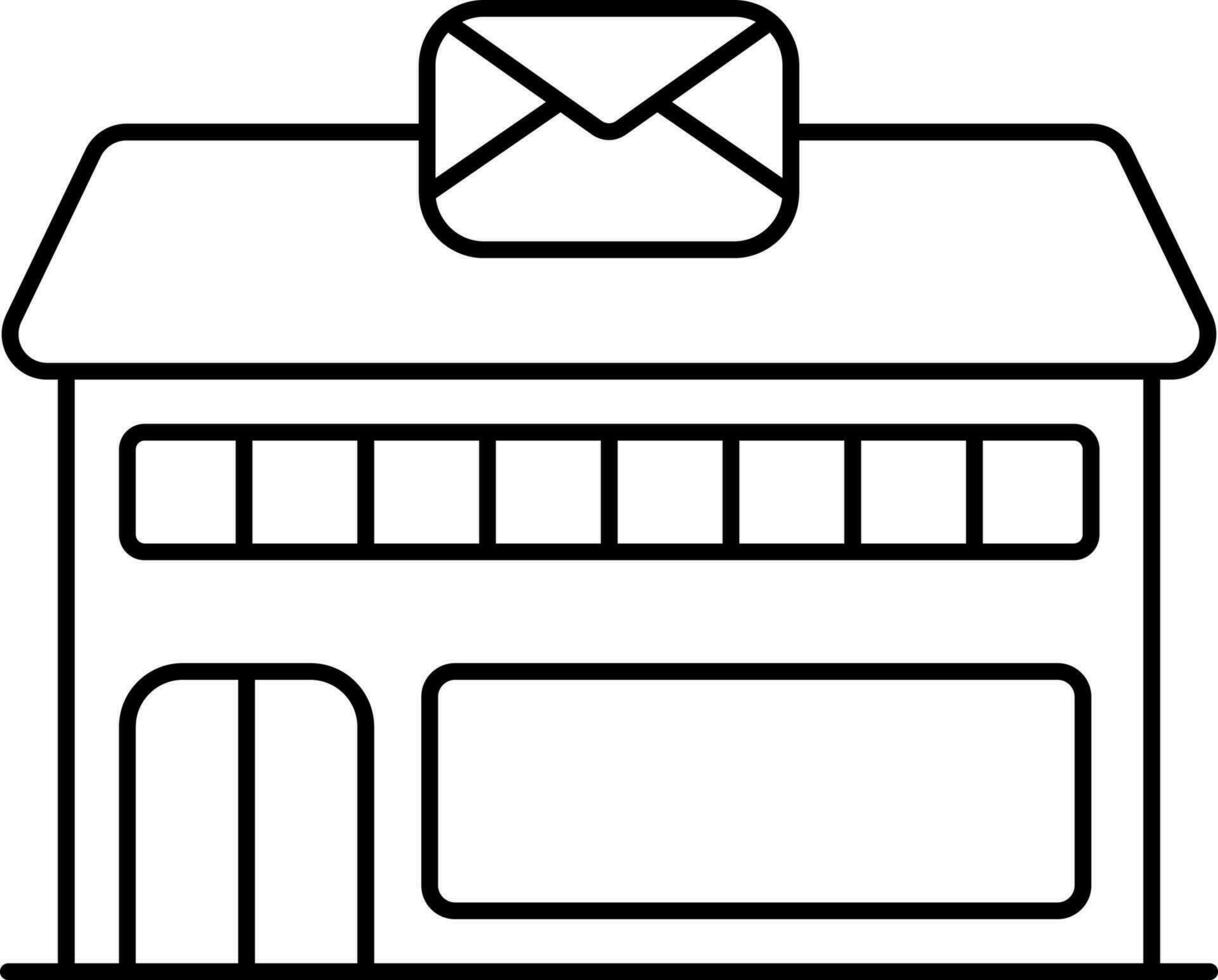 Flat Style Post Office Building Line Art Icon. vector