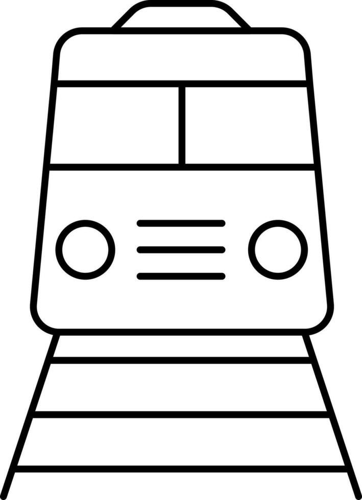 Train On Way Icon In Black Line Art. vector