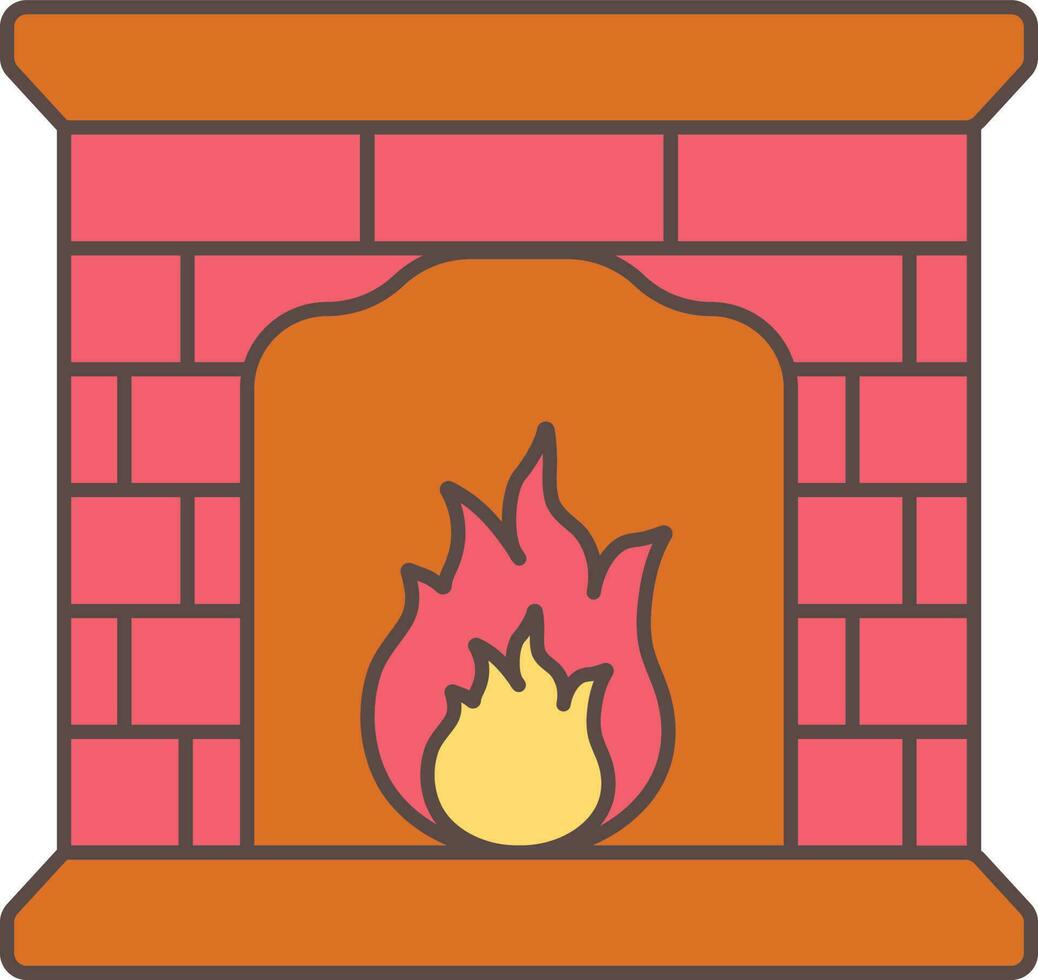 Colorful Fireplace Icon In Flat Style. vector