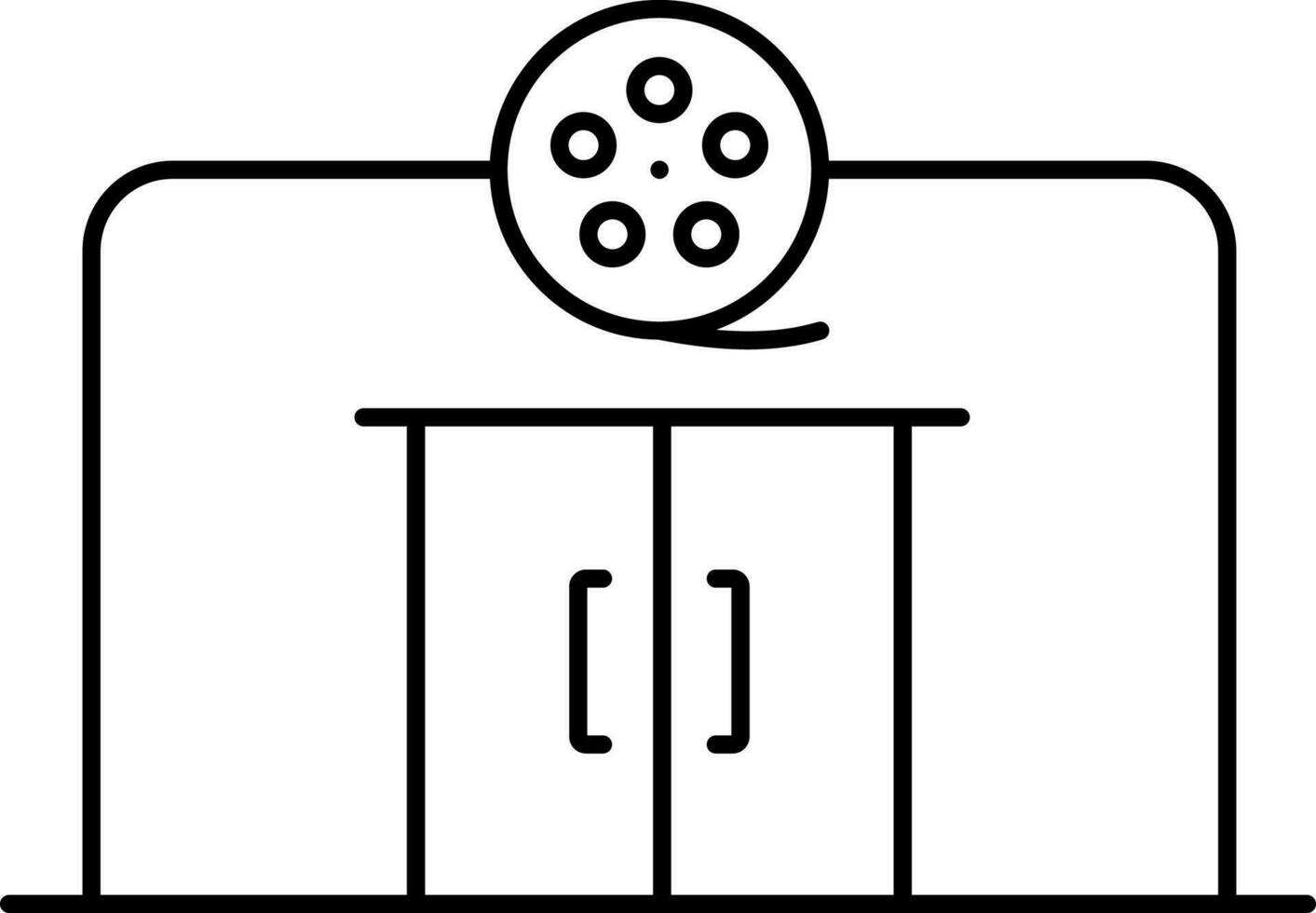 Line Art Cinema Building Flat Icon. vector