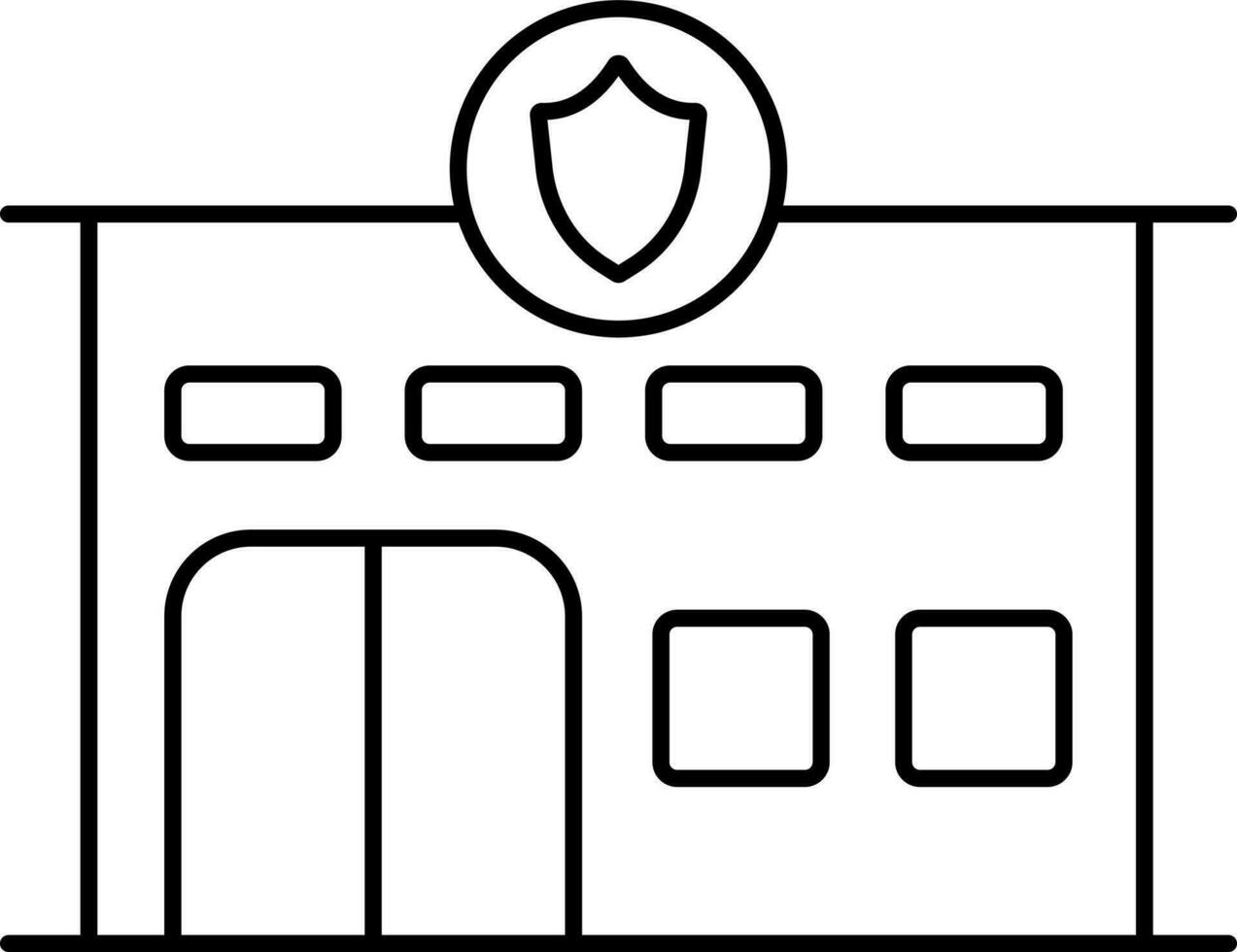 Security Office Icon In Thin Line Art. vector